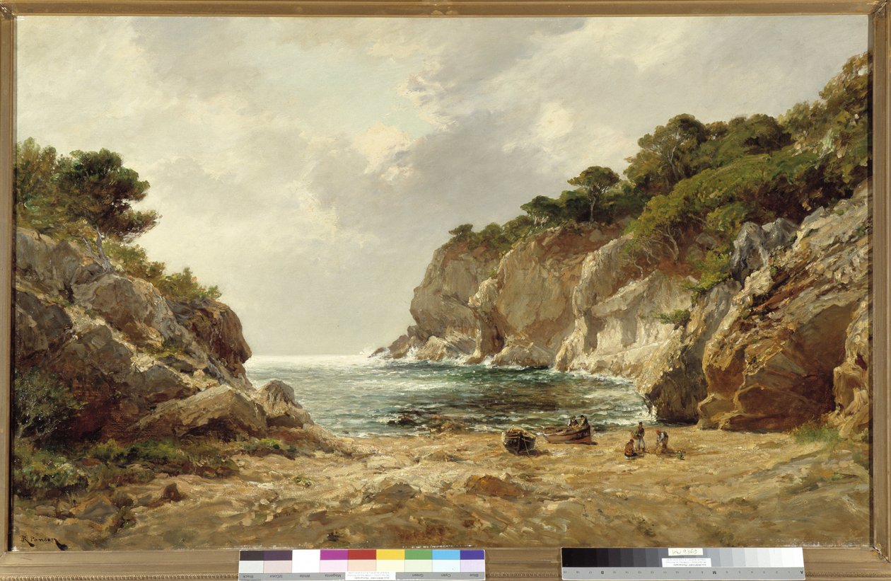 Oustau Diou-bukten i Porquerolles Maleri av Raphael Luc Ponson (1835-1904) Obligatorisk omtale: Samlingsstiftelsen hilsen Provence, Marseille av Raphael Luc Ponson