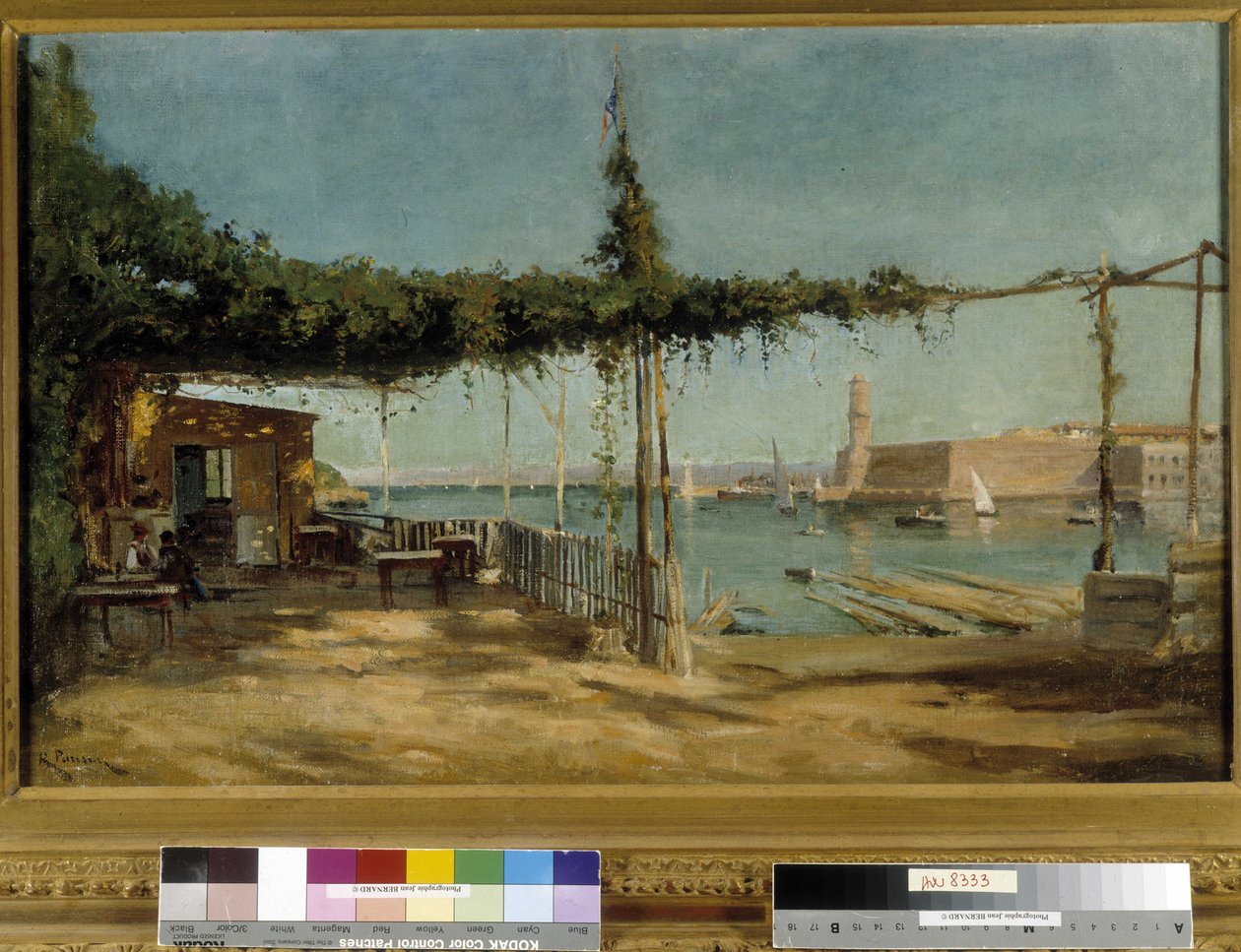 Inngangen til havnen sett fra Cove du Pharo i Marseille (olje på lerret) av Raphael Luc Ponson