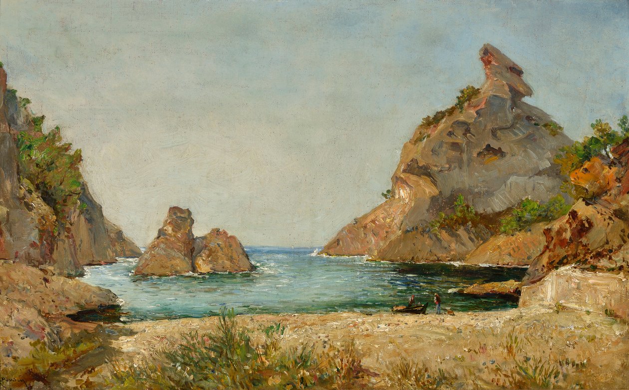Utsikt over bukten Figuerolles, La Ciotat, Mouths of the Rhone Maleri av Raphael Luc Ponson (1835-1904) Dimensjon 38x60 cm Musee Ciotaden La Ciotat av Raphael Luc Ponson