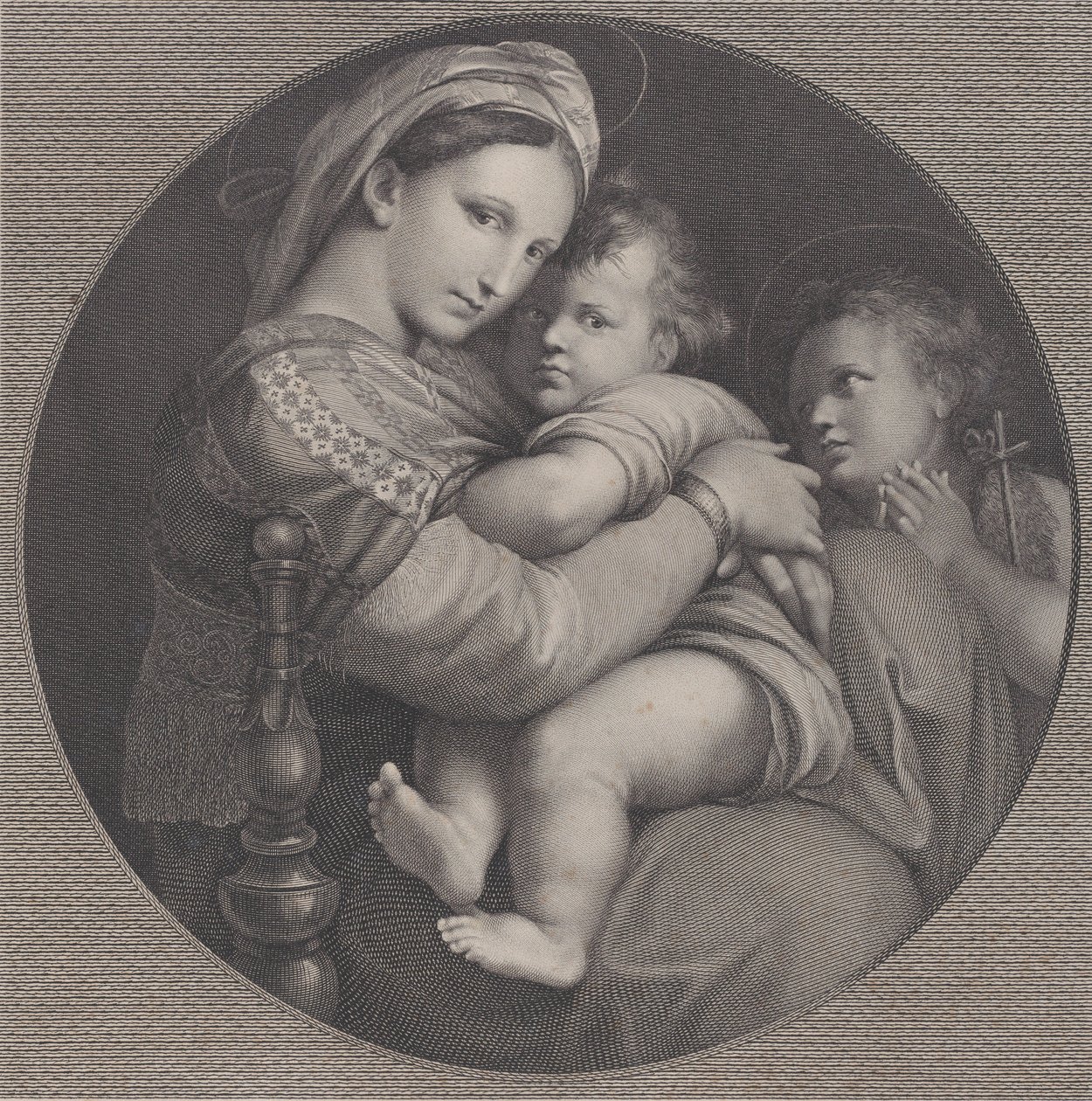 Madonna av stolen Madonna della Seggiola, 1793. av Raphael Morghen