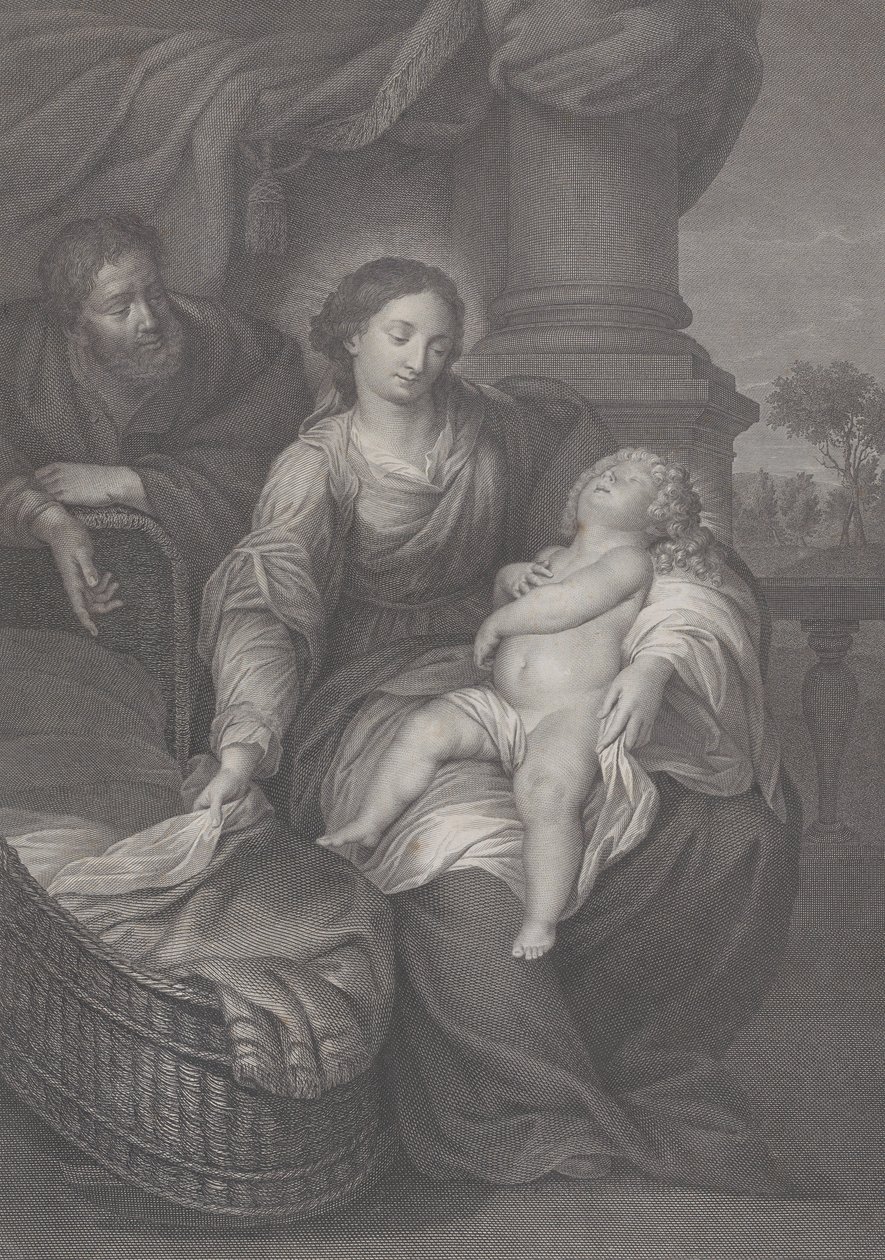 Den hellige familie, med Kristusbarnet sovende i Jomfruens fang, 1786 av Raphael Morghen