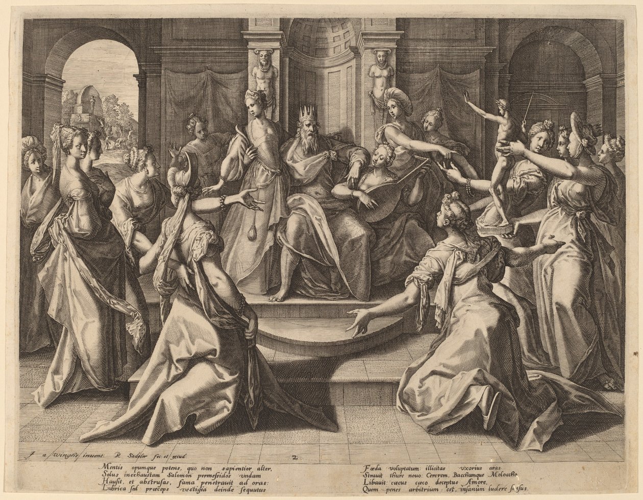 Salomo ledet til avgudsdyrkelse av sine koner, 1589. av Raphael Sadeler