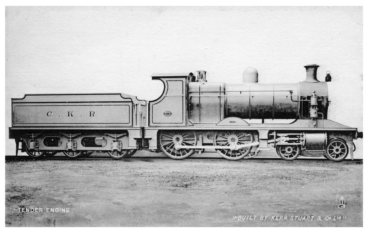 4-4-0 tender motor, damplokomotiv bygget av Kerr, Stuart og Co, tidlig på 1900-tallet. av Raphael Tuck