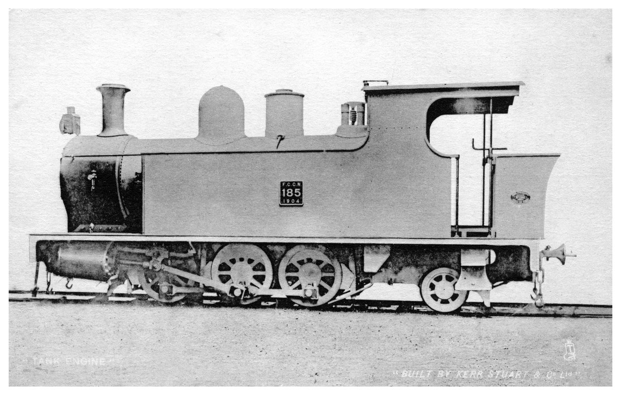 Tankmotor, damplokomotiv bygget av Kerr, Stuart og Co, tidlig på 1900-tallet. av Raphael Tuck