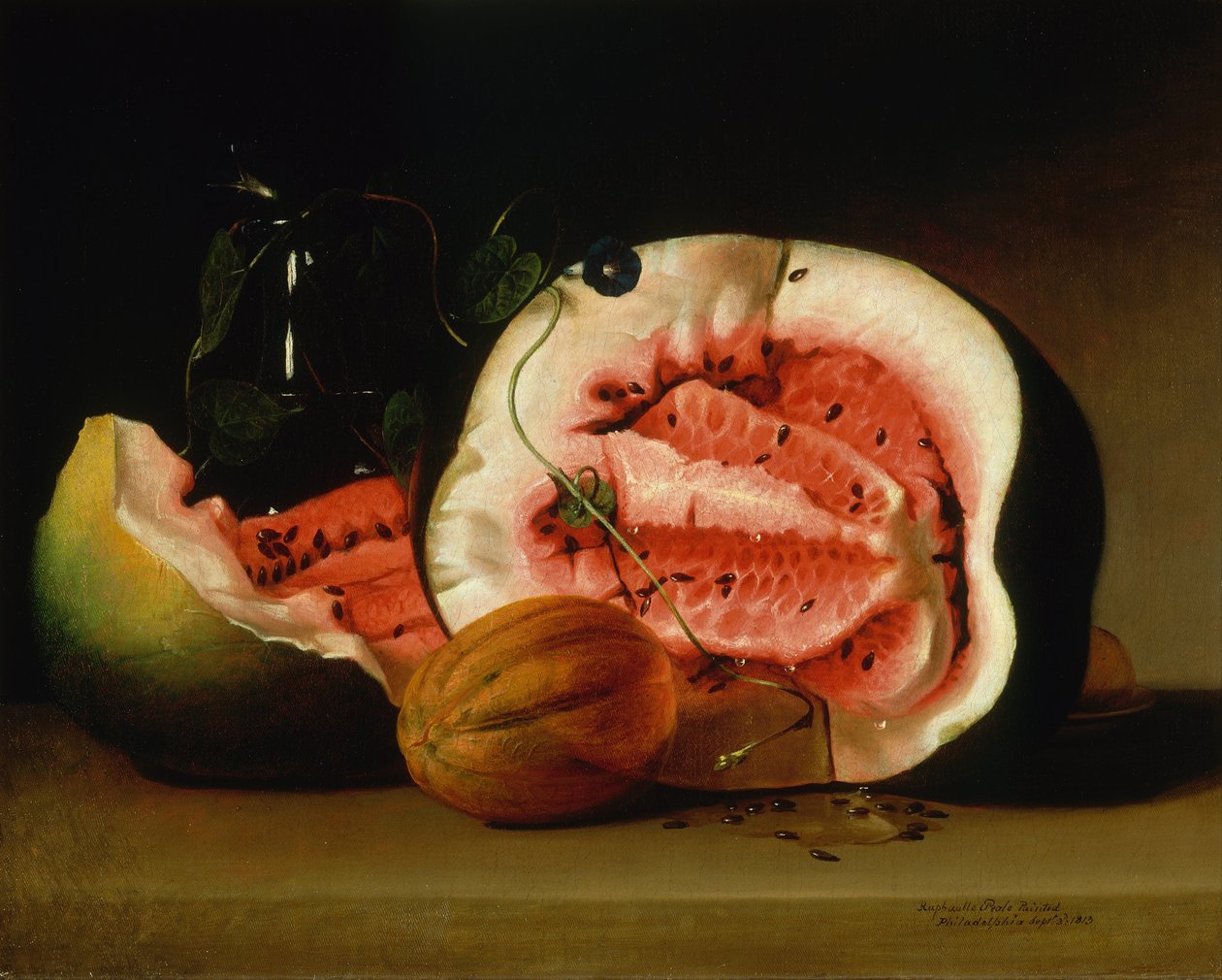 Meloner og morgenherligheter, 1813 av Raphaelle Peale
