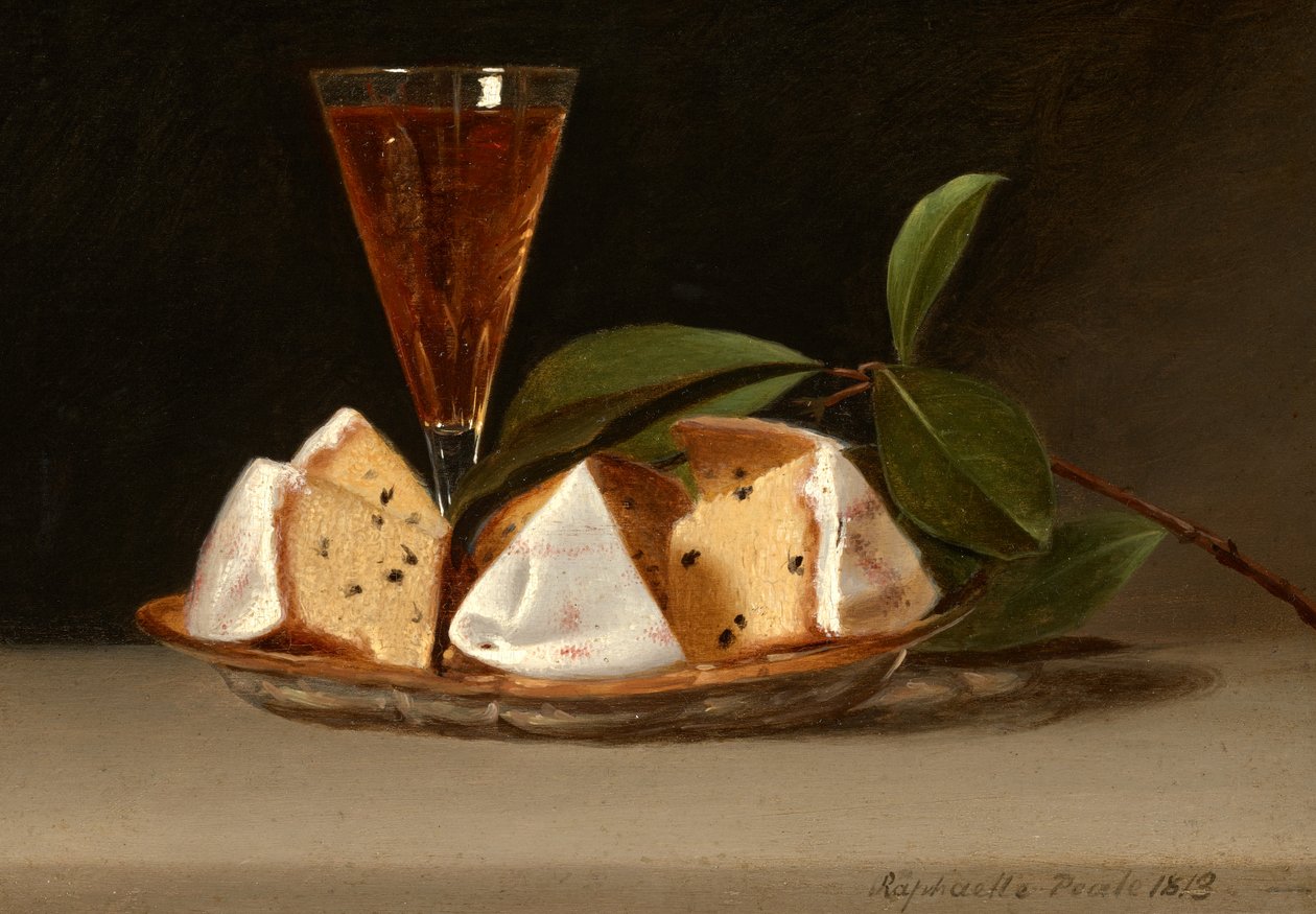 Stilleben med rosinkake av Raphaelle Peale