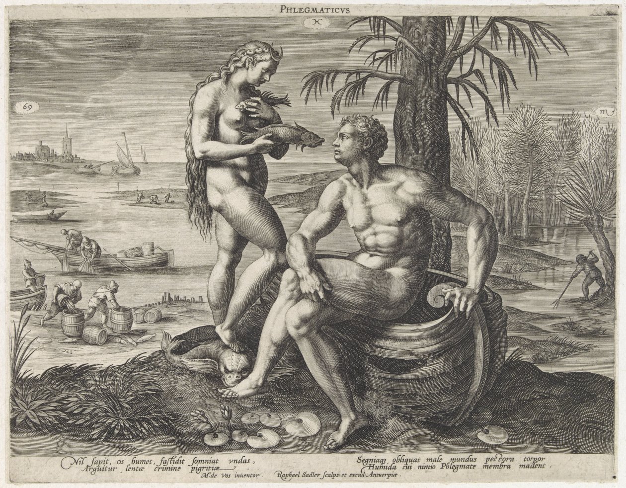 Flegmatisk temperament Phlegmaticus (tittel på objekt) Vier temperamenten (serietittel) av Raphaël Sadeler (I)