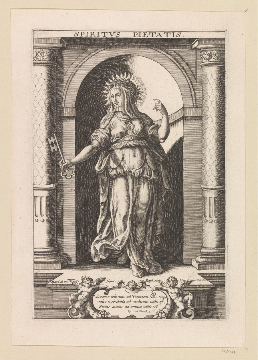 Religionens gave Spiritvs Pietatis (tittel på objekt) Seven Gifts of the Holy Spirit (serietittel) av Raphaël Sadeler (I)