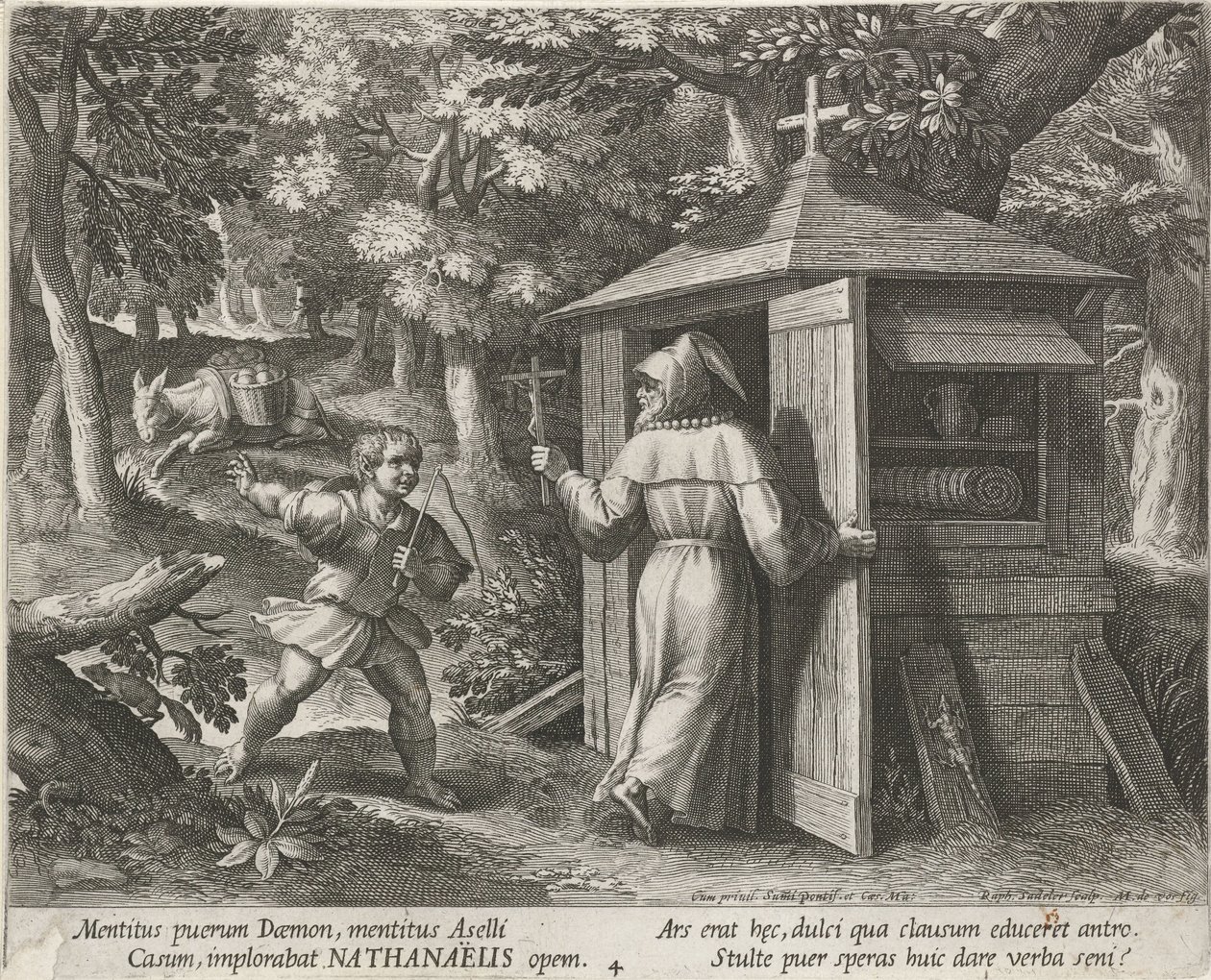 Saint Bartholomew som eremitt Eremitter (serietittel) Oraculum Anachoreticum (serietittel) av Raphaël Sadeler (I)