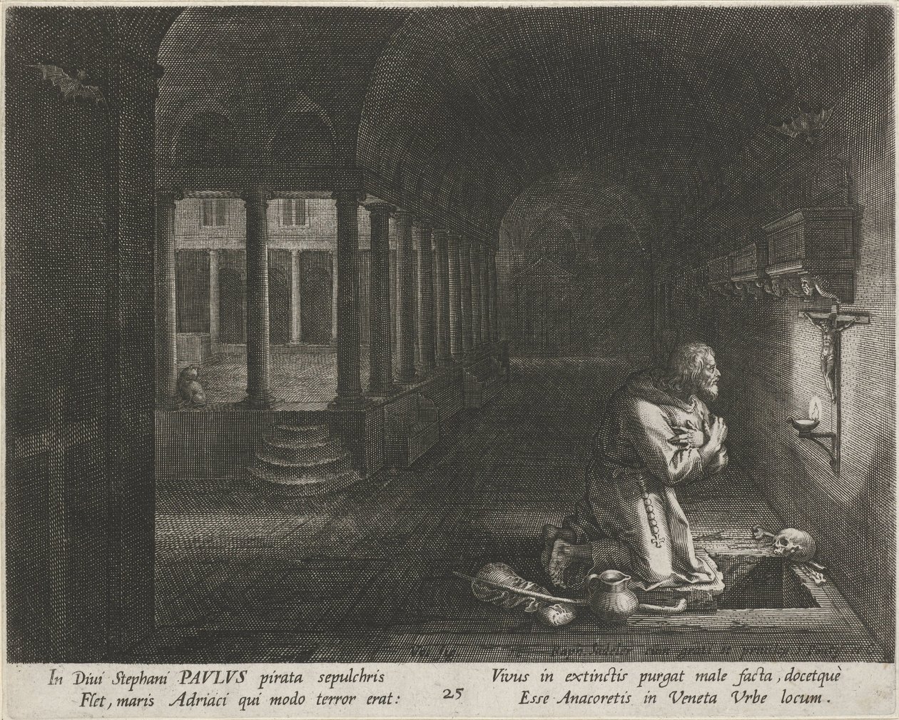 Saint Paul of Latros The Virtuous Life of Hermits (serietittel) Trophaeum vitae solitariae (serietittel) av Raphaël Sadeler (I)