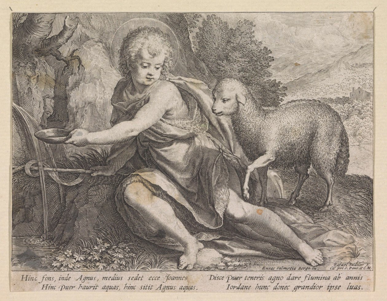 Døperen Johannes som ung mann ved en brønn av Raphaël Sadeler (I)