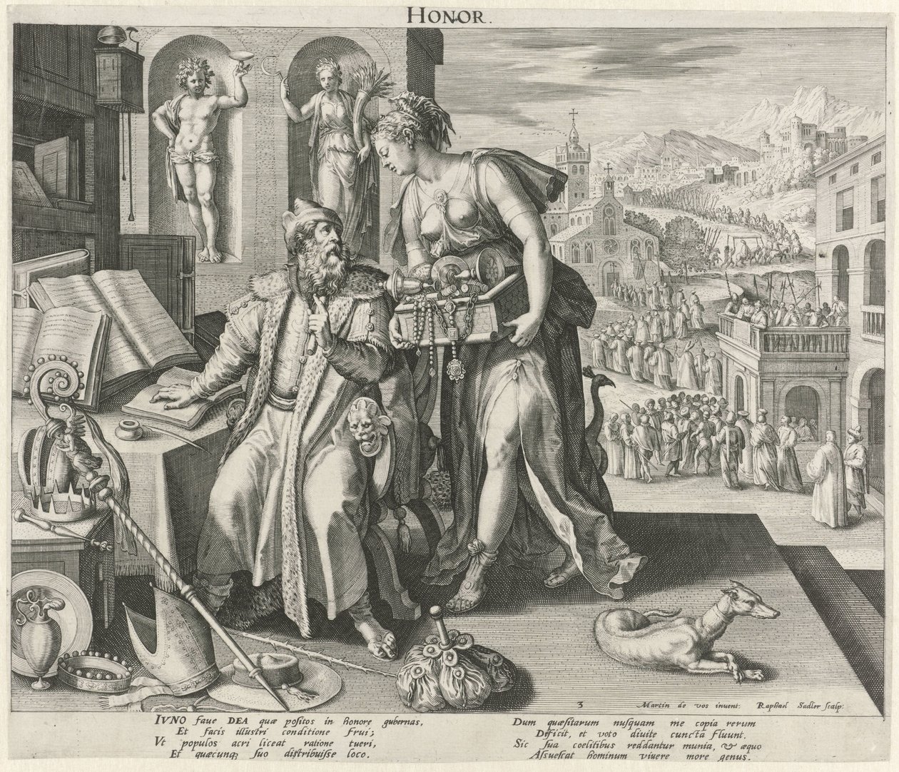 Middelalder under påvirkning av ære Ære (tittel på objekt) The Four Ages (serietittel) av Raphaël Sadeler (I)