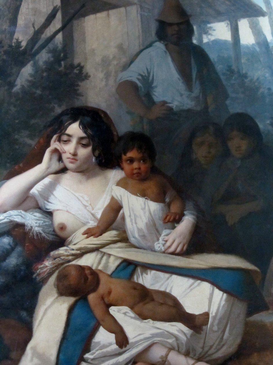 Elisa Bravo Jaramillo de Bañados, kona til høvdingen eller Elisa Bravo i fangenskap (detalj) av Raymond Auguste Quinsac Monvoisin