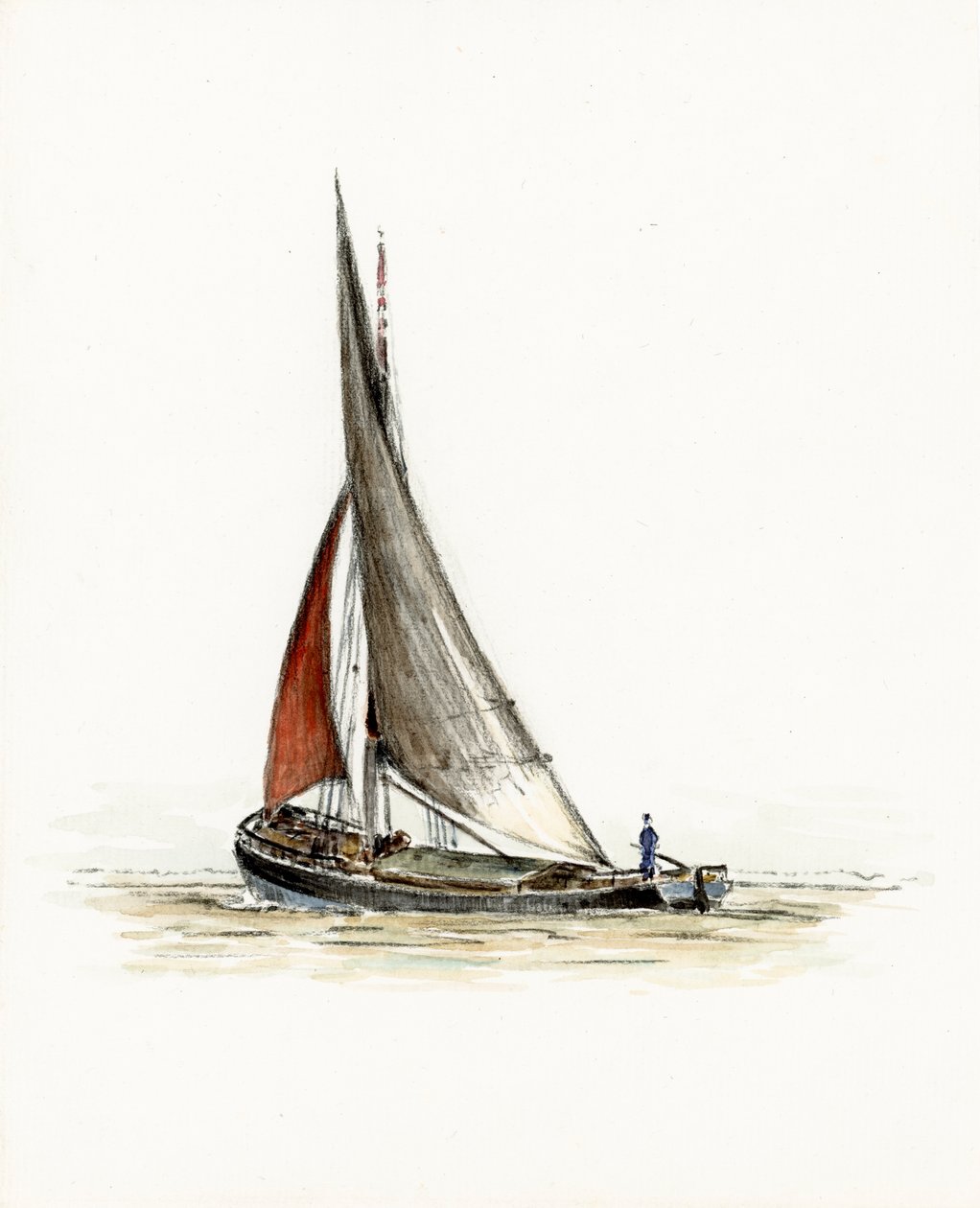 Gabare ved Gironde-elvemunningen (gouache, kull og blyant på papir) av Raymond Bonnefon