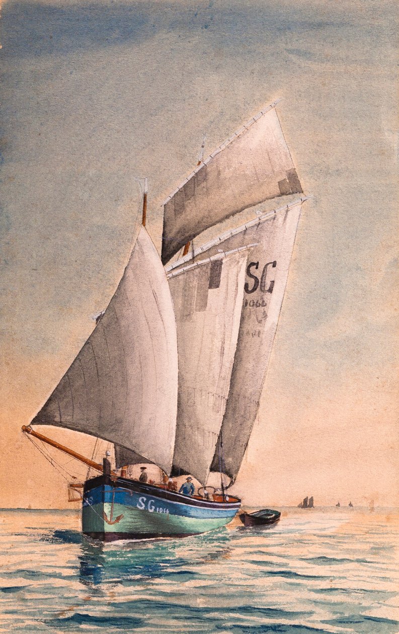 Lekter på Gironde-elvemunningen (gouache på papir) av Raymond Bonnefon