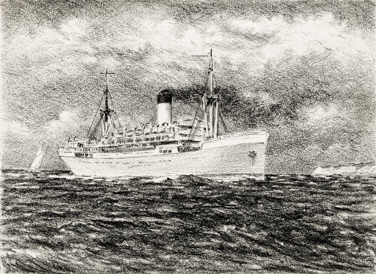 Liner på Gironde-elvemunningen (trekull) av Raymond Bonnefon