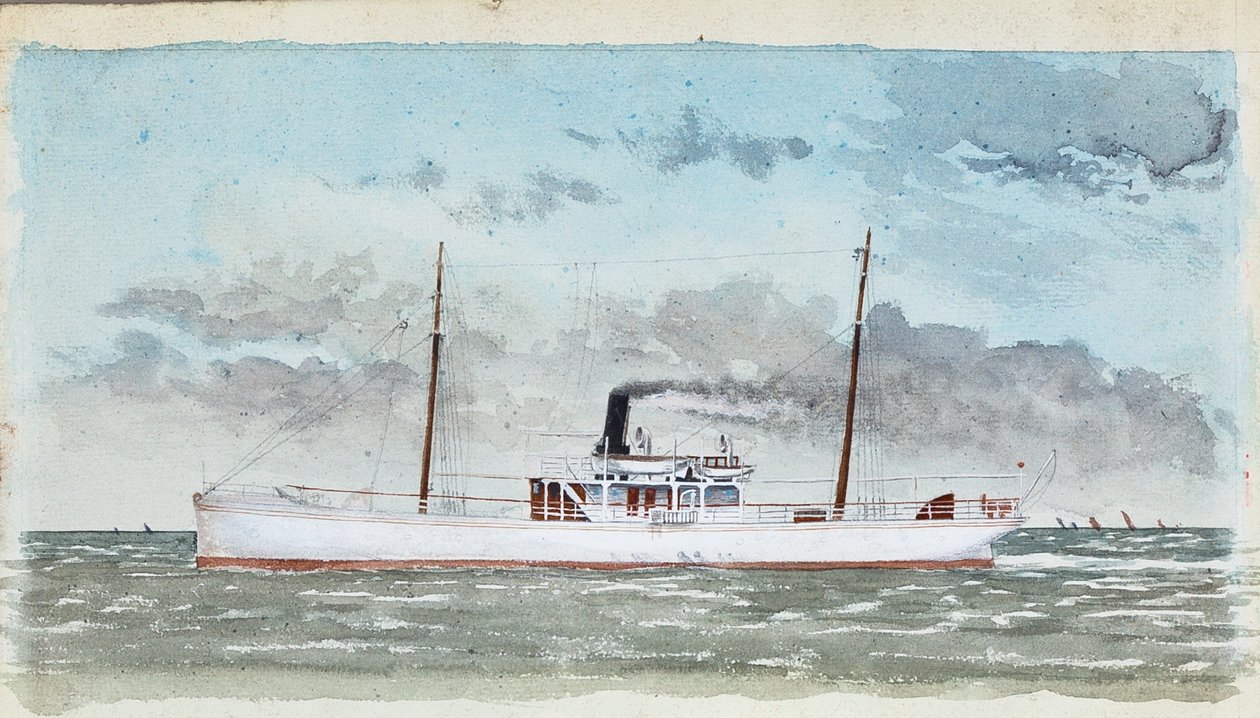 Dampyacht (gouache på papir) av Raymond Bonnefon