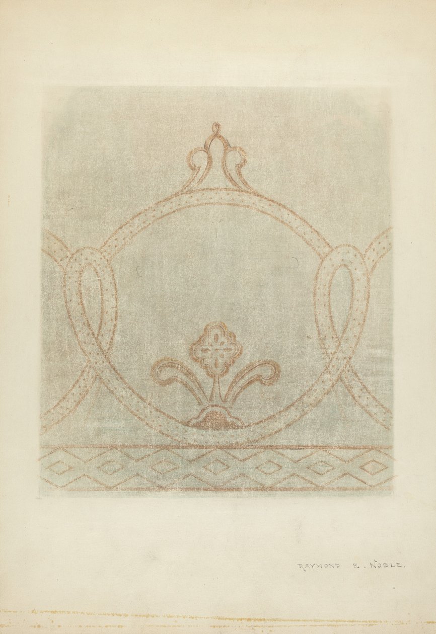 Veggmaleri Restaurering Tegning, ca. 1940. av Raymond E. Noble