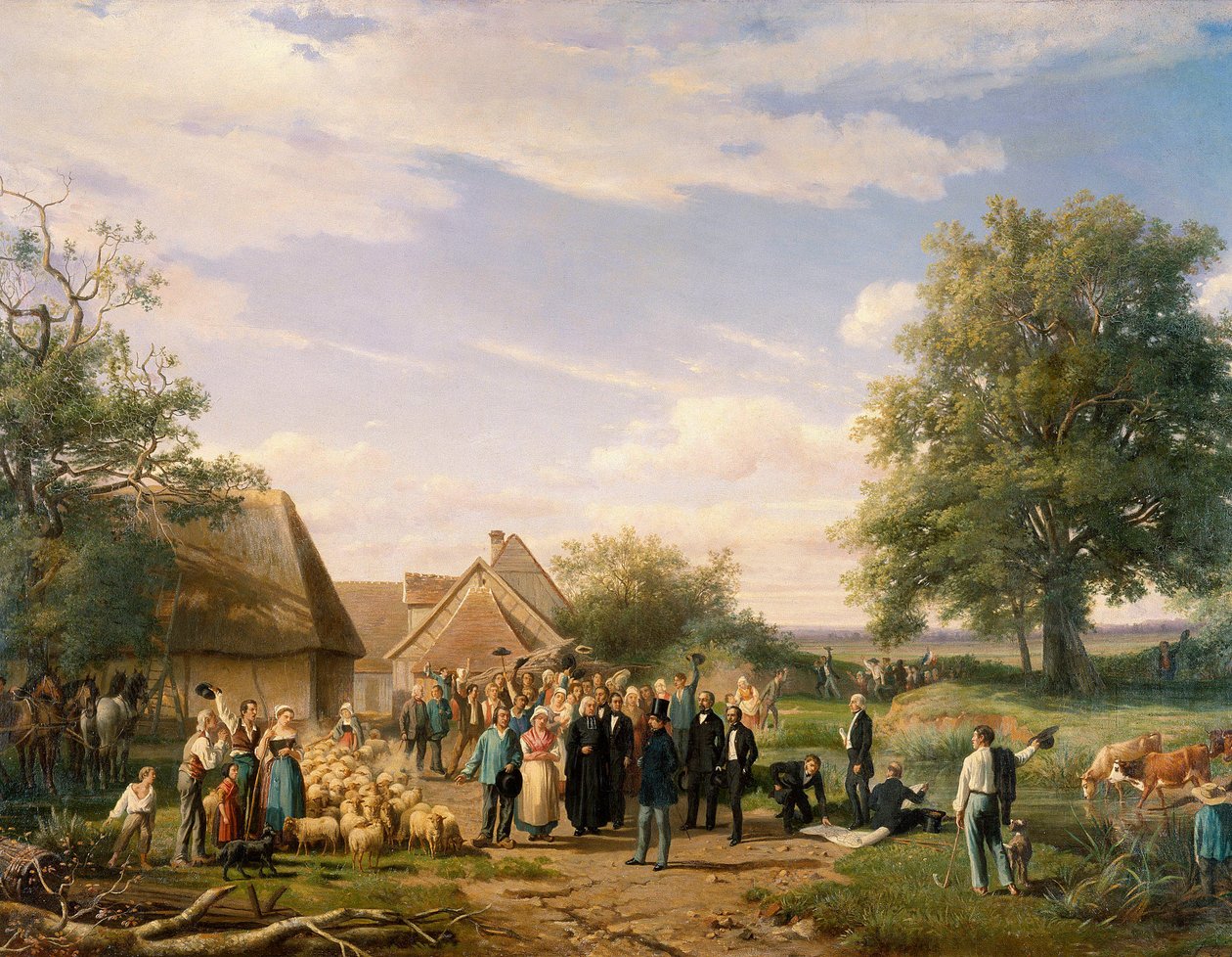 Napoleon III besøker gården Coudray i Sologne Maleri av Raymond Esbrat (1809-1856) 1800-tallets Orleans. Museum of Fine Arts av Raymond Esbrat