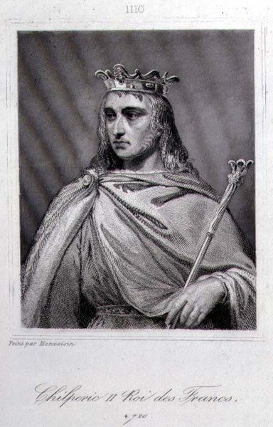 Chilperic II (ca. 675-721) konge av Neustria (gravering) av Raymond Quinsac (after) Monvoisin