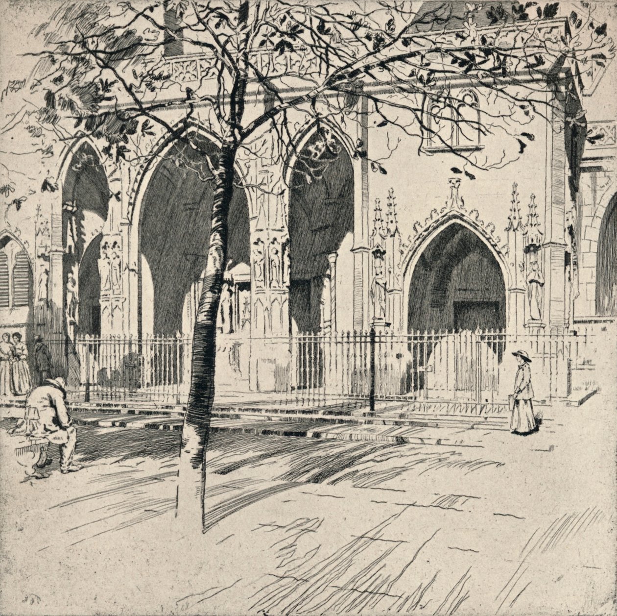 Fasade til kirken St Germain-lAuxerrois, 1915 av Raymond Ray Jones
