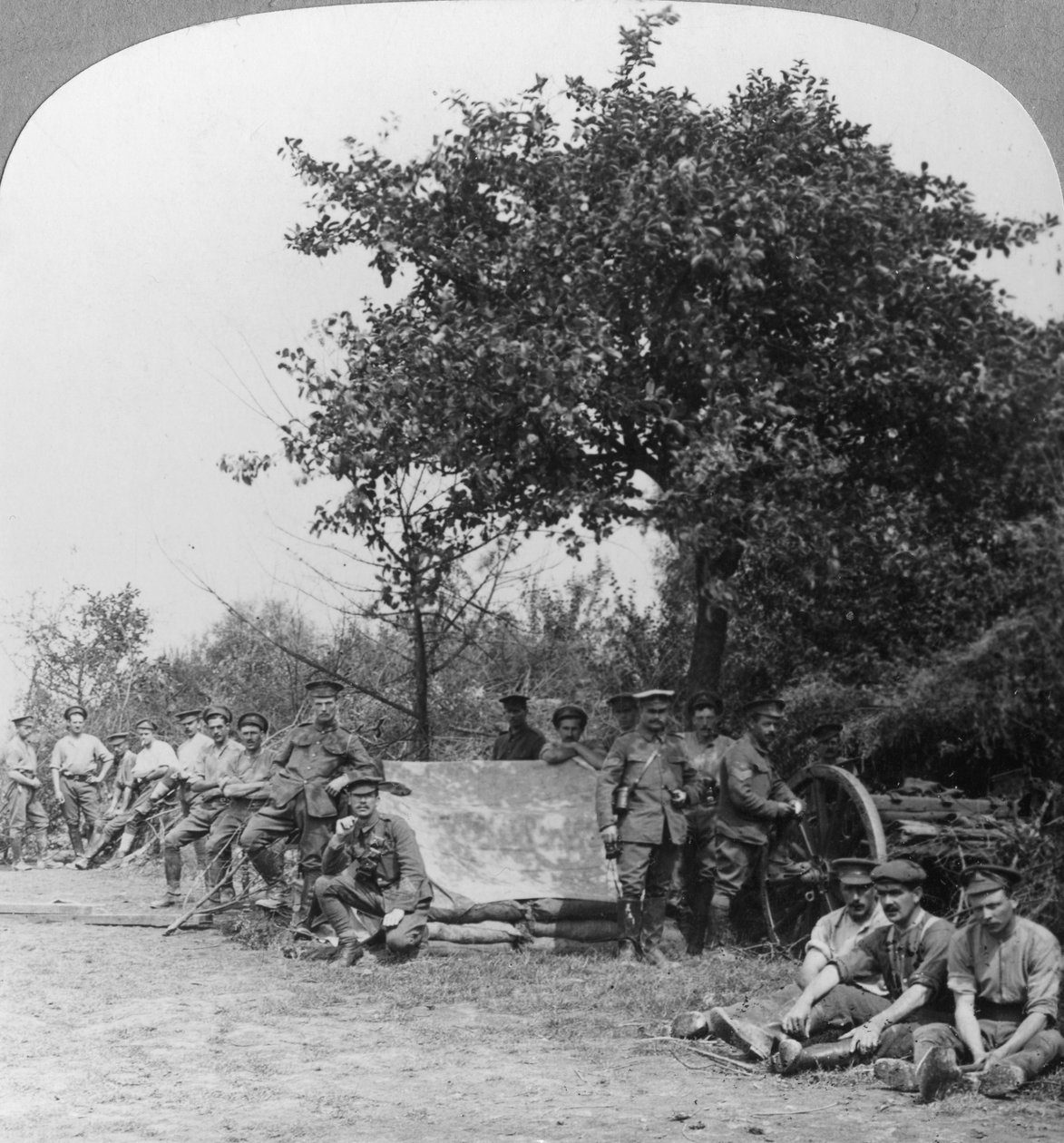 Et batteri med Royal Field Artillery som nyter noen timers hvile i en skog, første verdenskrig, c1914-c1918 av Realistic Travels Publishers
