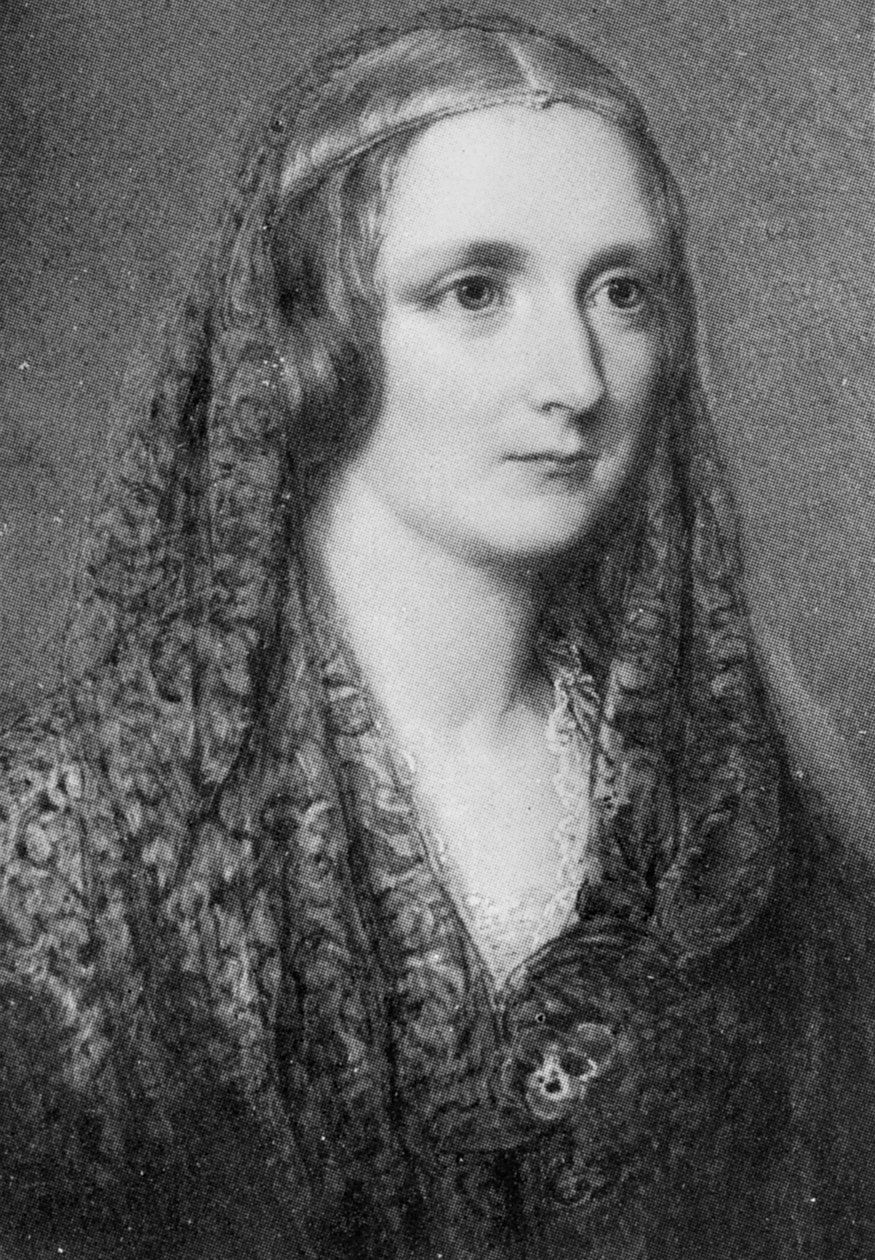 Mary Shelley, et idealisert portrett opprettet etter hennes død (olje på emalje) av Reginald Easton