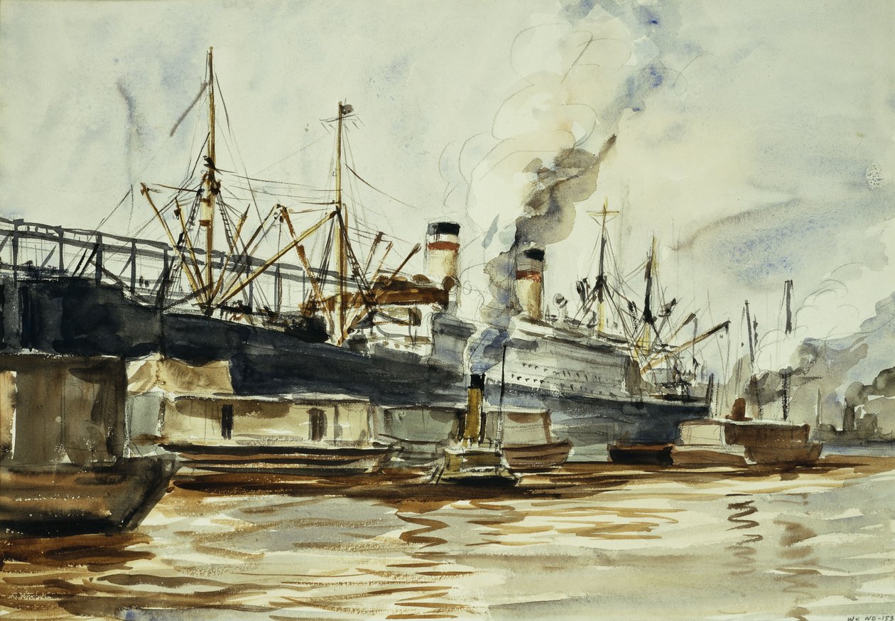Dokkscene av Reginald Marsh