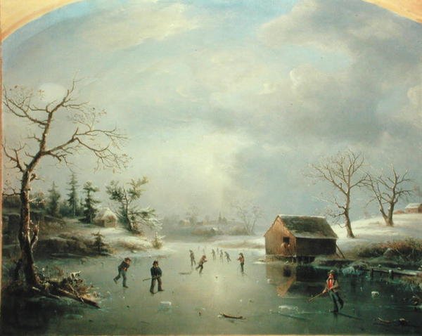 Skating Pond i Morristown, New Jersey (olje på lerret) av Regis Francis Gignoux