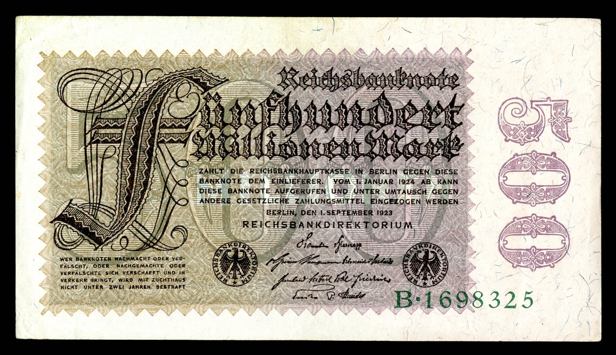 Papiermark of the Weimar Republic, hyperinflation-æra etter første verdenskrig (1921–24) av Reichsbankdirektorium Berlin