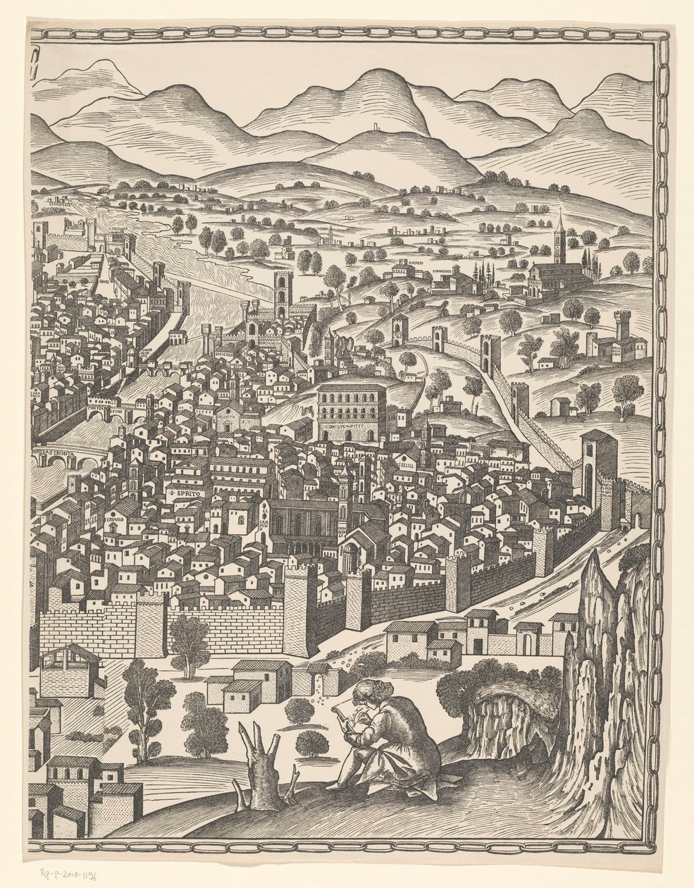 Utsikt over Firenze (høyre del) Fiorenza (tittel på objekt) av Reichsdruckerei