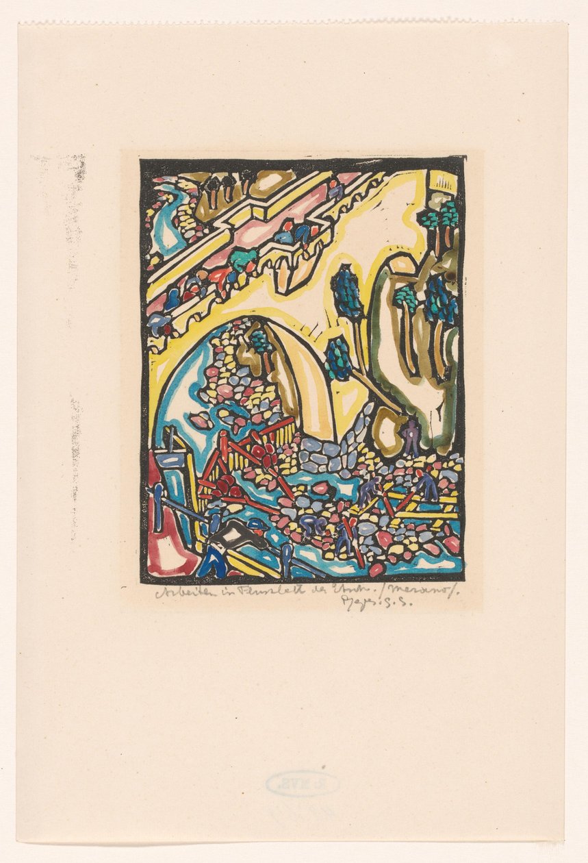 Arbeid i elveleiet til Adige (original tittel på objekt) av Reijer Stolk (signed by artist)