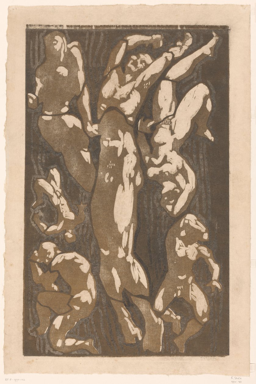 Komposisjon med seks menneskefigurer av Reijer Stolk (signed by artist)