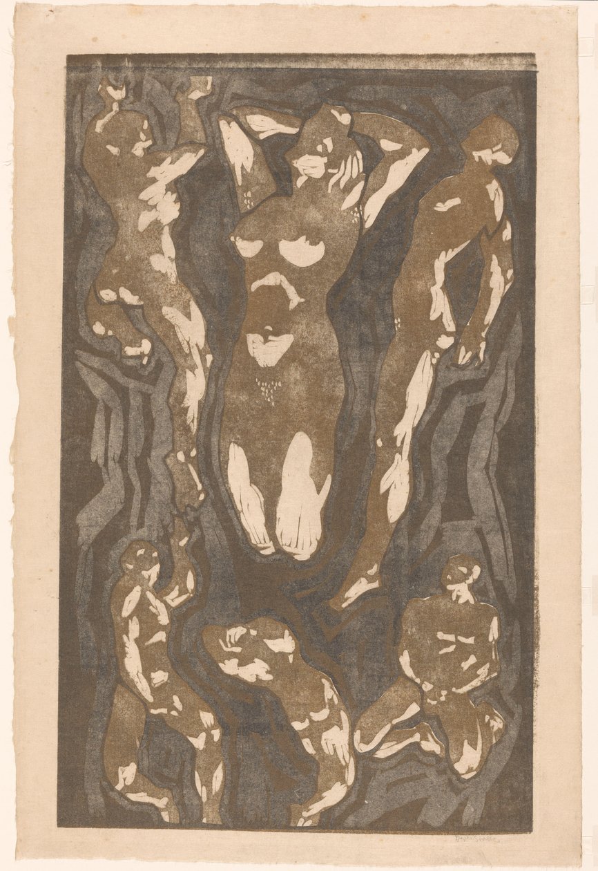Komposisjon med seks menneskefigurer av Reijer Stolk (signed by artist)