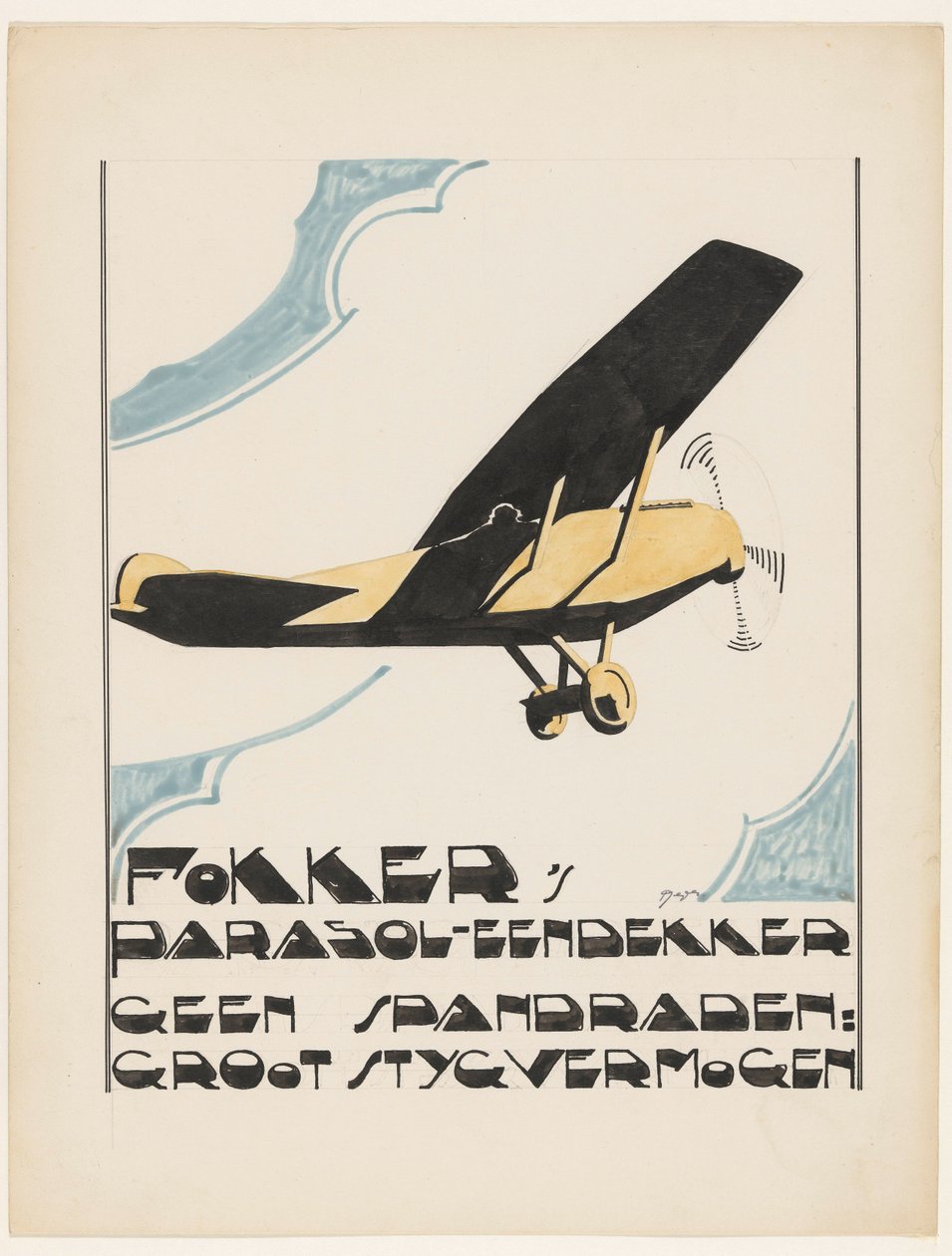 Fokkers parasoll monoplan. Ingen spenningsledninger: stor stygg kraft (original tittel på objekt) av Reijer Stolk (signed by artist)