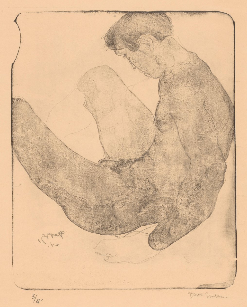 Naken mann med hevede knær av Reijer Stolk (signed by artist)