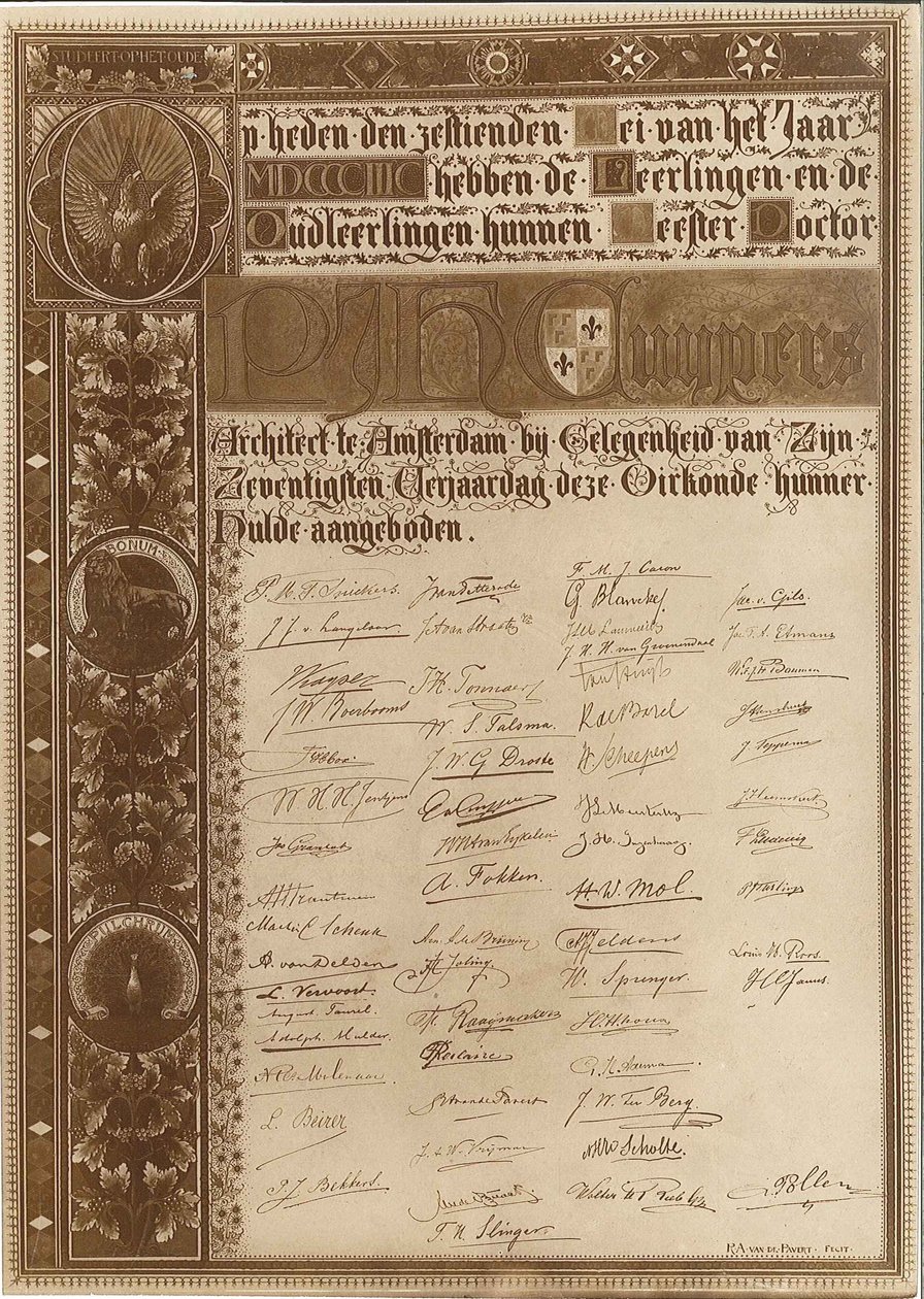 Jubileumsark til Pierre Cuypers 70 -årsdag av Reinerus Antonius de van Pavert