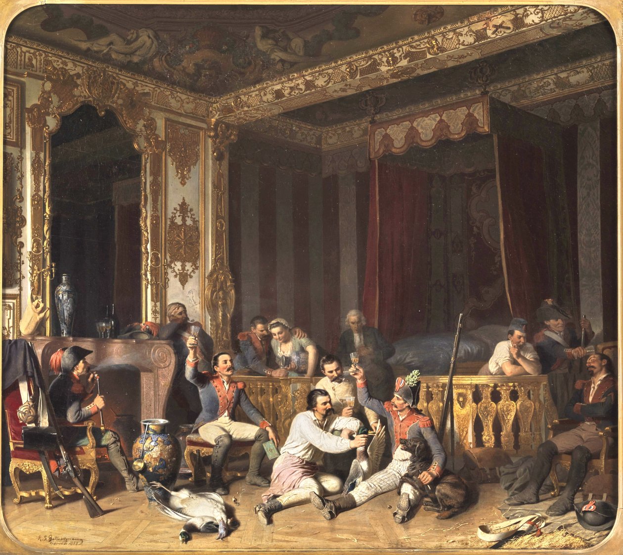 Franske soldater okkuperer et slott. av Reinhard Sebastian Zimmermann