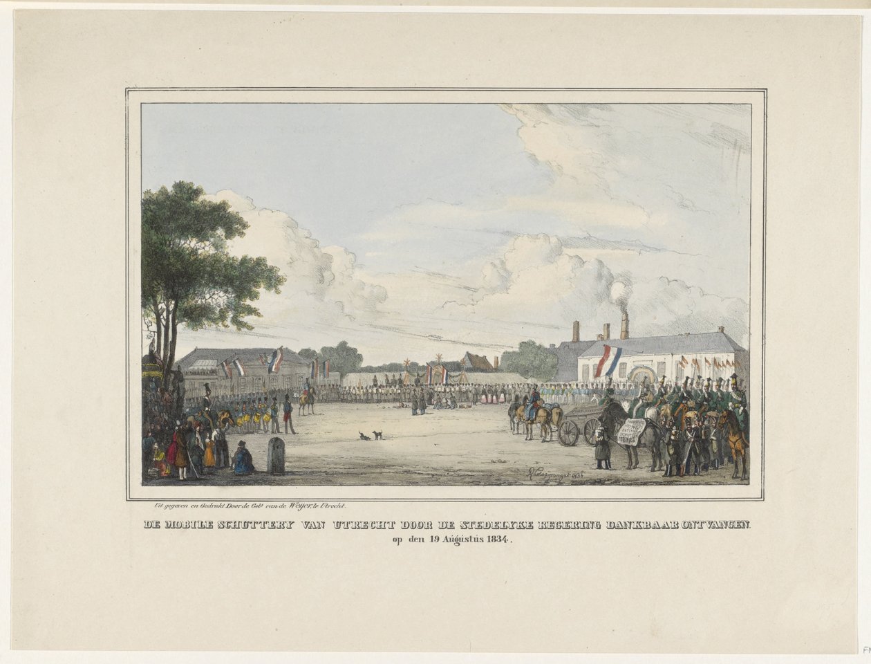 Mobile Gun of Utrecht ble takknemlig mottatt av kommunestyret. den 19. august 1834 (tittel på objekt) av Reinier Craeyvanger