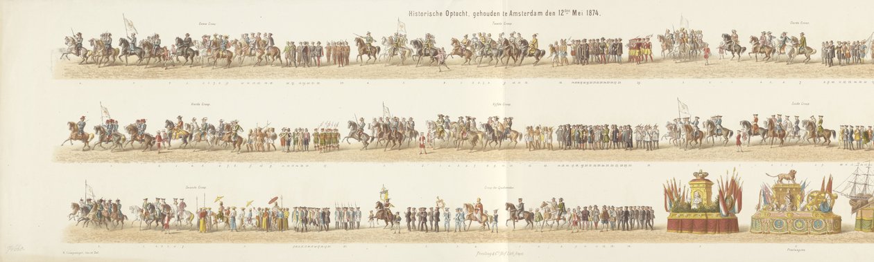 Historisk prosesjon, holdt i Amsterdam 12. mai 1874 (tittel på objekt) av Reinier Craeyvanger