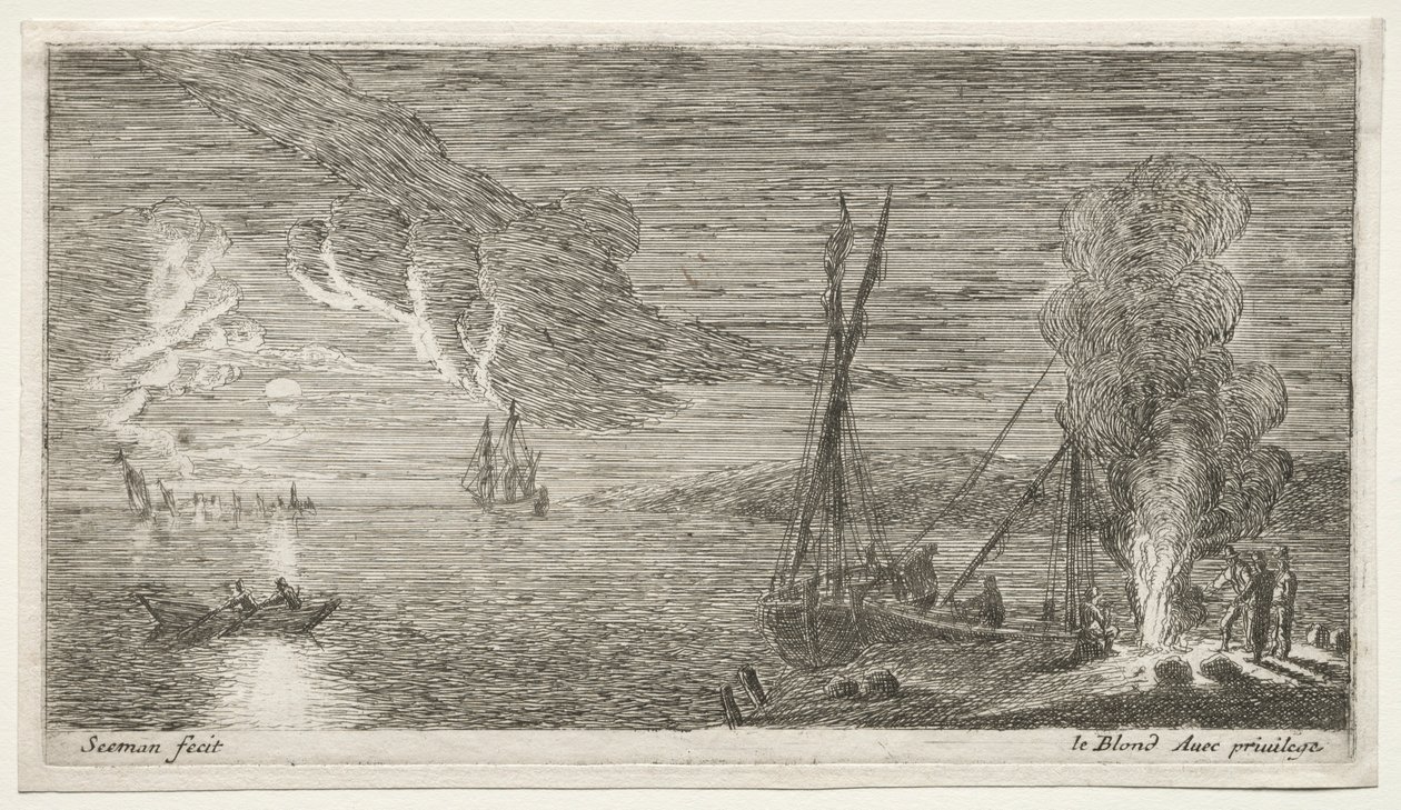 Et bål og måneskinn. av Reinier Nooms