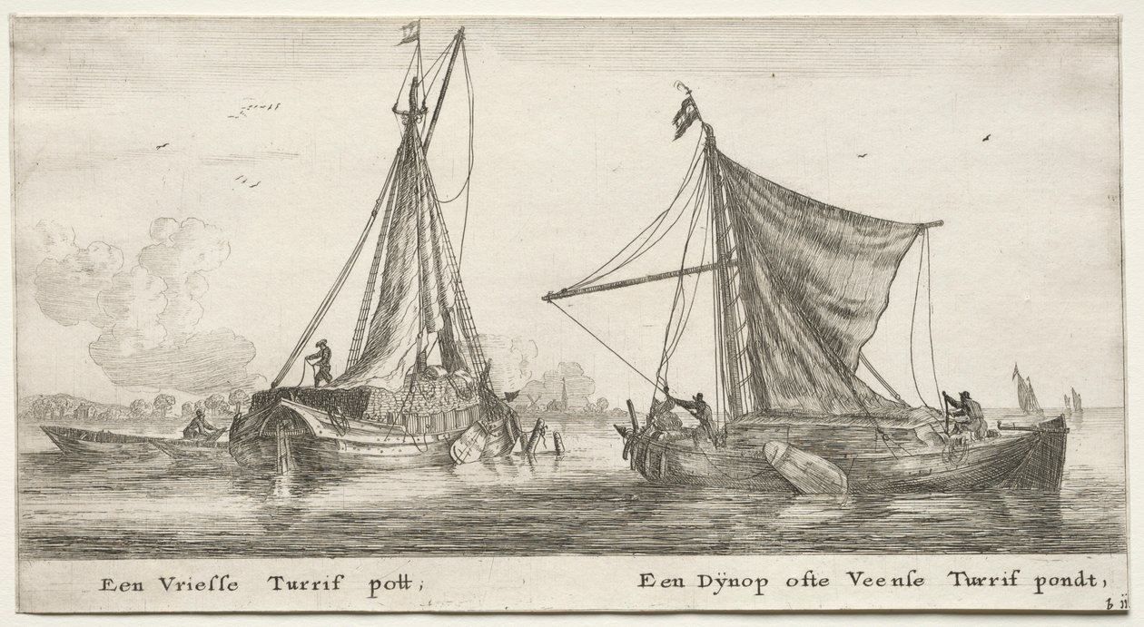 Skip fra Amsterdam: En frisisk torvflåte. Dÿnop, nær Veensche torvdammen. av Reinier Nooms