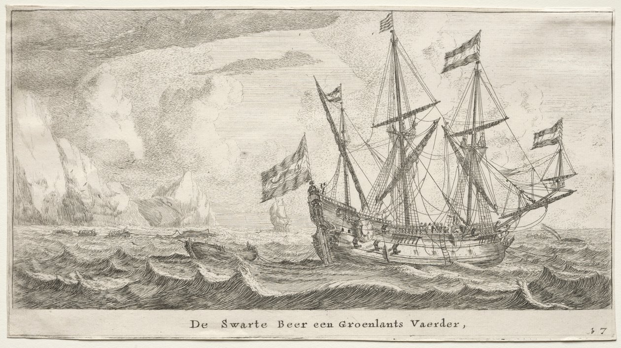 Skip fra Amsterdam: Svartbjørnen, en grønlandsk hvalfanger. av Reinier Nooms