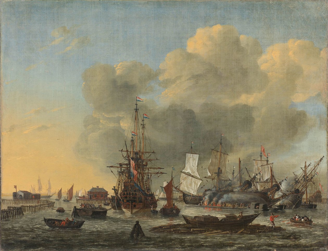 Caulking of Ships ved Bothuisje på Het IJ i Amsterdam av Reinier Nooms