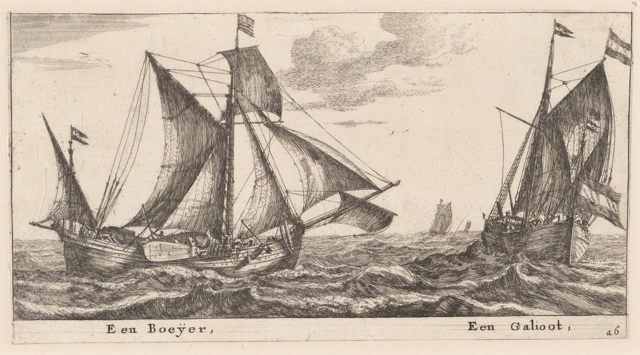 En Boeier og en Galliot av Reinier Nooms, called Zeeman