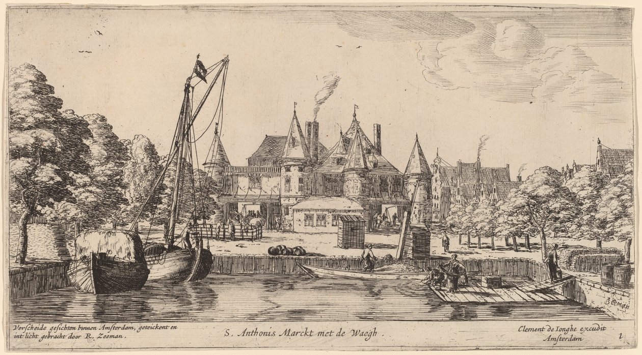 Nieuwmarkt med St. Anthonis Waag (S. Anthonis Markt med Waegh) av Reinier Nooms, called Zeeman