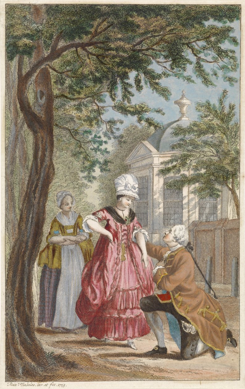 Gentleman kneler foran dame av Reinier Vinkeles (I)