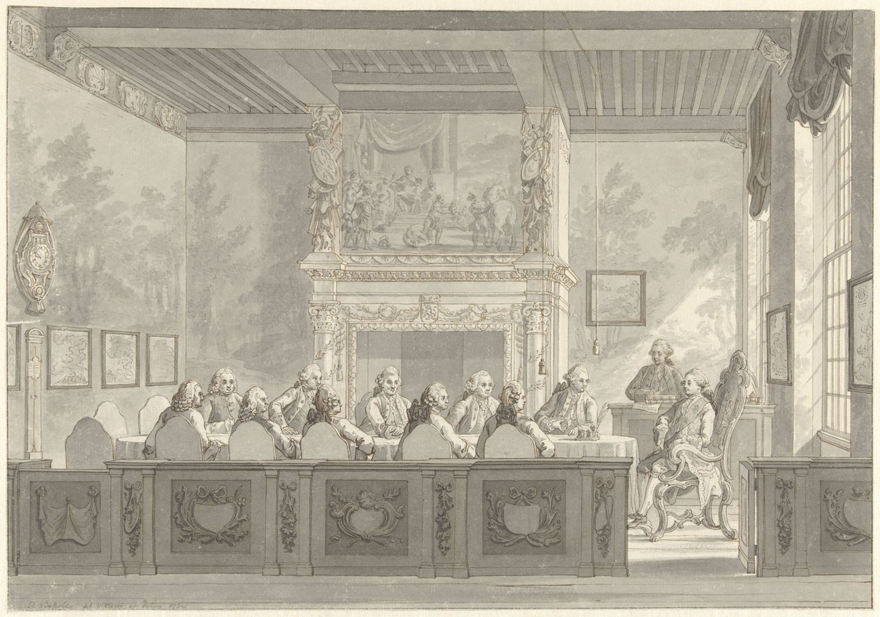 Sete til prins William V i College of the Admiralty i Amsterdam av Reinier Vinkeles (I)