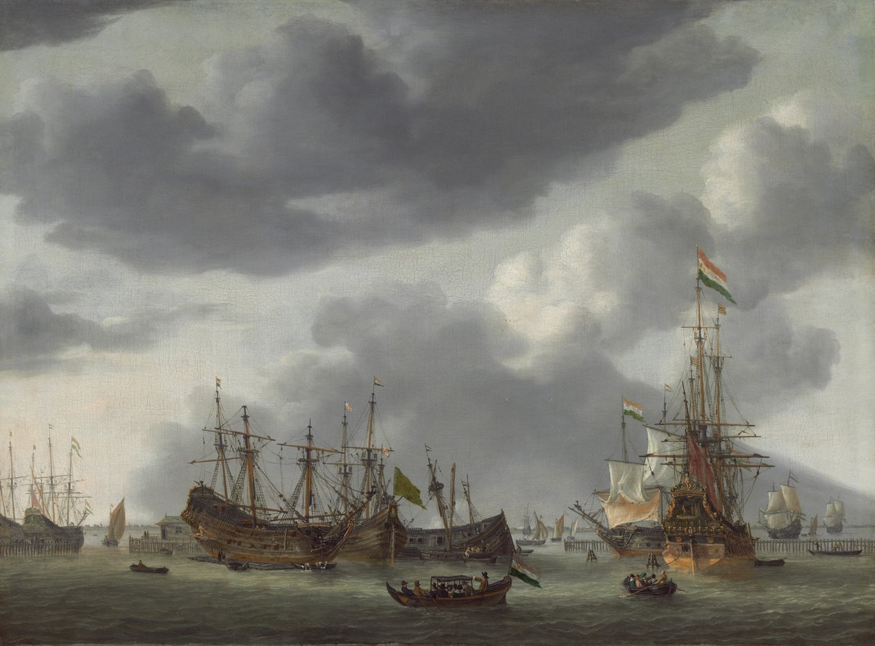 Amsterdam havnescene, ca. 16541655. av Reinier Zeeman