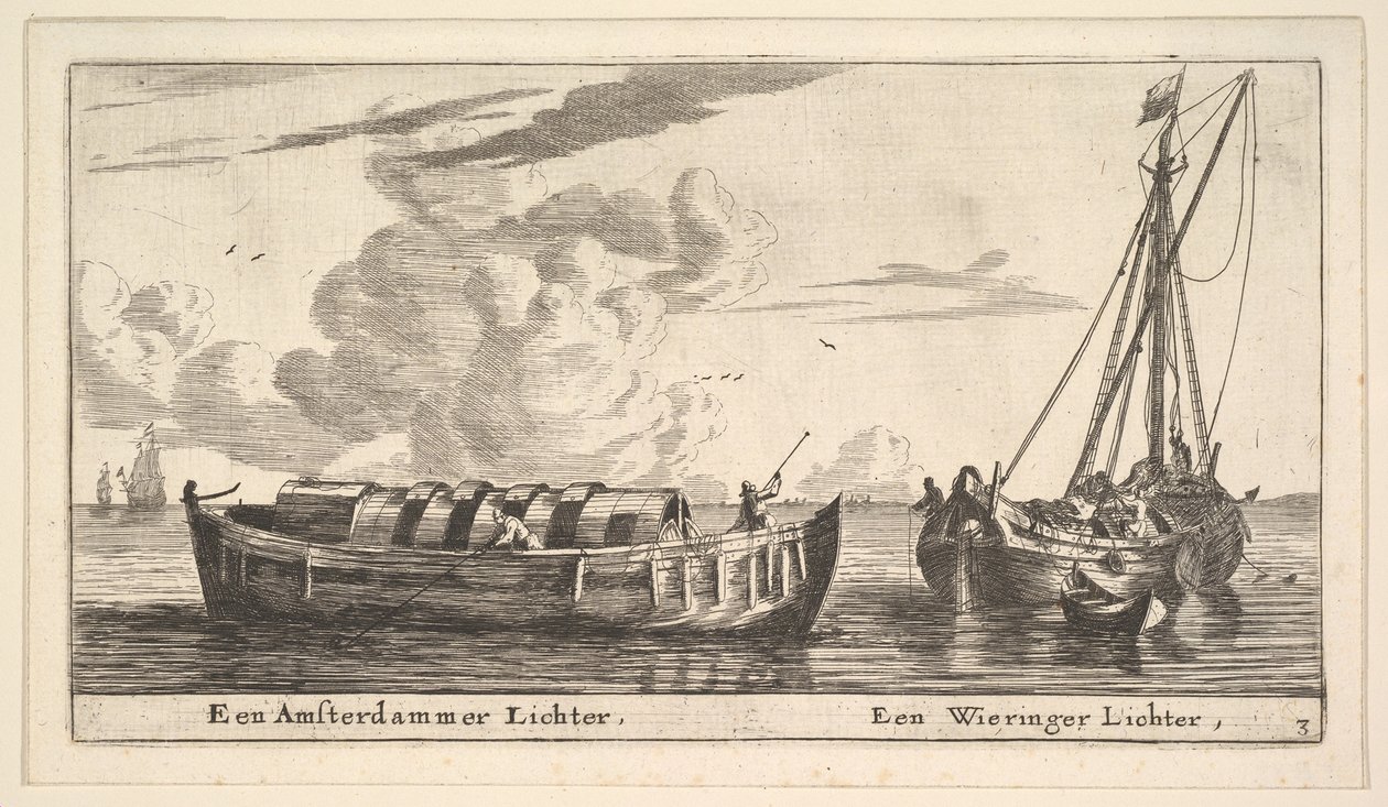 En Amsterdam Lighter og en Wieringer, 1600-tallet. av Reinier Zeeman